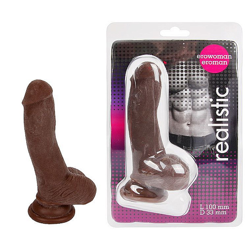 Реалистичный коричневый фаллоимитатор из киберкожи Bior toys EE-10227-1 (10 см)