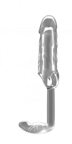 Прозрачная насадка с анальной вставкой Shots Media BV Stretchy Penis Exten and Plug No.38 SON038TRA