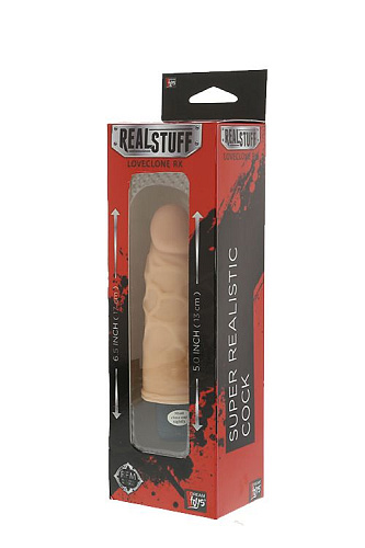 Реалистичный вибратор с венками телесного цвета Dream Toys REALSTUFF 5INCH VIBRATOR 20698 (13 см)