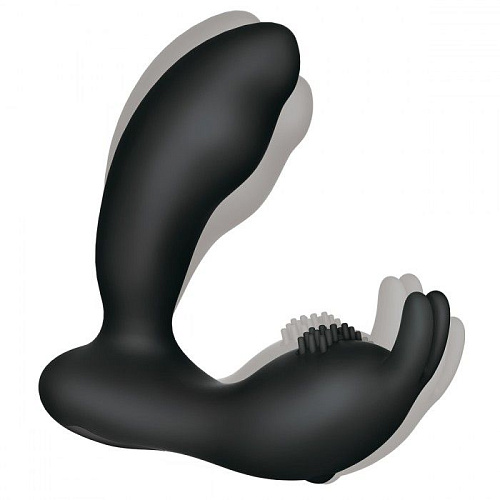 Чёрный массажёр простаты с вибрацией и пультом ДУ The Rabbit Company Prostate Rabbit TRC-013BLK