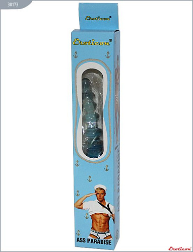 Синий гелевый вибратор для анальной стимуляции Eroticon 30173 (20,5 см)