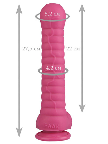 Розовый рельефный фаллоимитатор с мошонкой Сумерки богов 1016-90 BX DD (27,5 см)