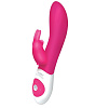 Ярко-розовый вибромассажёр с клиторальным отростком The Rabbit Company The Come Hither Rabbit TRC-006HP (22 см)