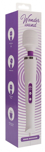 Бело-фиолетовый вибромассажёр Shots Media BV Wonder Wand TOY970PUR (32 см)