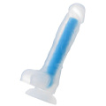 Прозрачно-синий фаллоимитатор, светящийся в темноте ToyFa Bruce Glow 872002 (22 см)