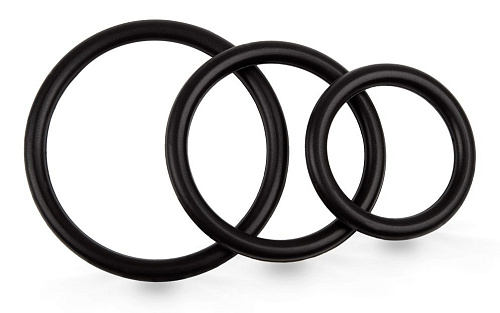 Набор из 3 малоэластичных чёрных эрекционных колец Brazzers BRH007