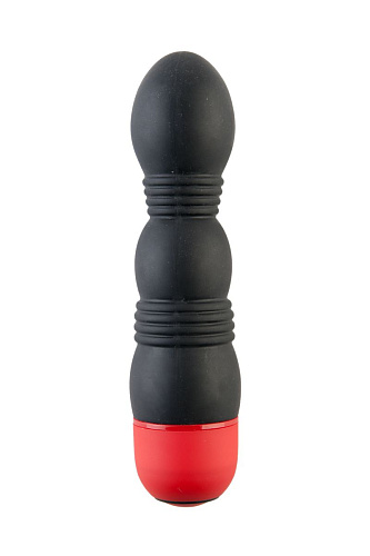 Чёрный вибратор с рельефным тельцем ToyFa 901333-5 (11,4 см)
