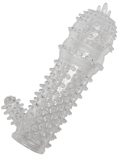 Прозрачная шипастая насадка с язычком Eroticon 30391 (14,2 см)