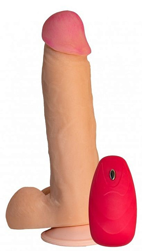 Телесный реалистичный вибратор с пультом Сумерки богов №63 3204-63 BX DD (19 см)