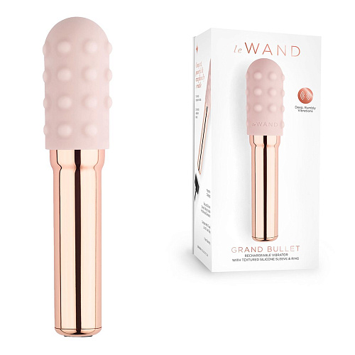 Пудровый жезловый вибратор с двумя нежными насадками Le Wand Grand Bullet LW-013-RG