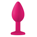Малая розовая анальная пробка с фиолетовым кристаллом Lola toys Emotions Cutie Small 4011-01Lola (7,5 см)