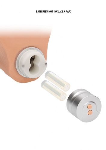 Телесный вибратор Shots Media BV Vibrating Dildo With Balls REA083FLE (20 см)