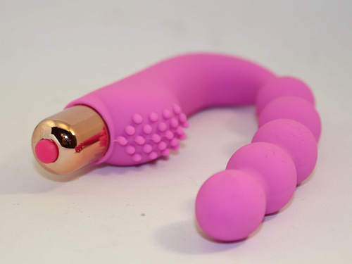 Розовый силиконовый вибромассажёр в форме подковы 4sexdreaM 47455