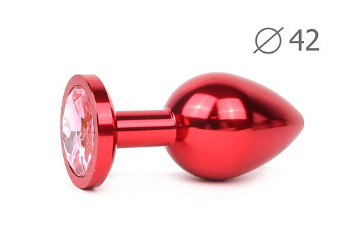 Коническая красная анальная втулка с розовым кристаллом Anal Jewelry Plug RL-02 (9,3 см)