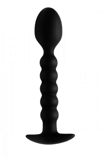 Чёрный ребристый стимулятор простаты XR Brands Sojourn Slim Ribbed Prostate Stimulator AE633 (12,1 см)