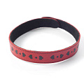 Красный кожаный ошейник с чёрный аппликацией в виде сердечек Sitabella 3108-2