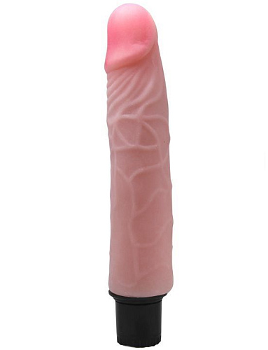 Телесный вибратор с розовой головкой из ультраскин Eroticon 30307 (20 см)