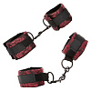 Комплект манжет для рук и ног с красным принтом на чёрных ремнях California Exotic Novelties Universal Cuff Set SE-2712-21-3