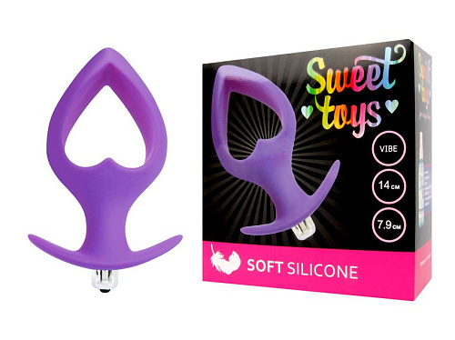 Фиолетовая анальная вибровтулка в форме сердечка Bior toys ST-40175-5 (14 см)