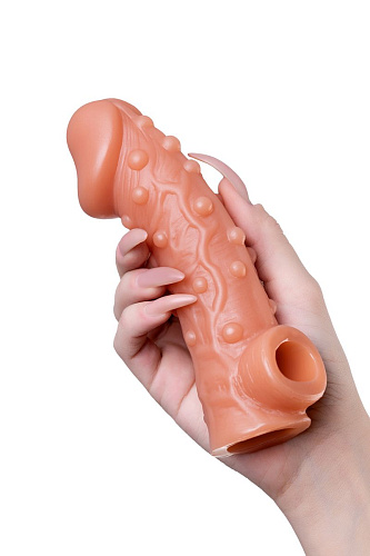 Телесная насадка на фаллос с отверстием для мошонки KOKOS EXTREME SLEEVE CS.002-M (15,6 см)