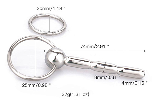 Стальной уретральный металлический стимулятор с ограничителем Bior toys NTU-80376