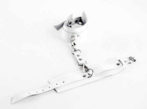 Белые поножи из натуральной кожи БДСМ арсенал 20019ars