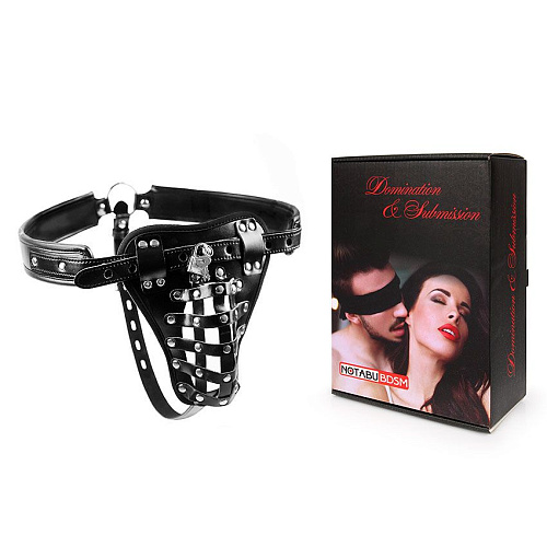 Чёрный мужской пояс верности на замочке Bior toys NOTABU NTB-80531