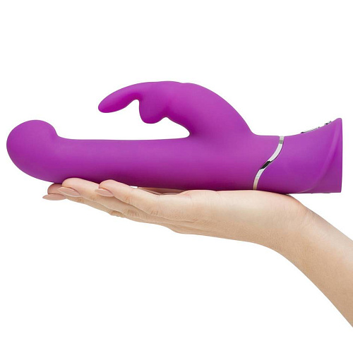 Фиолетовый вибратор с клиторальным стимулятором Happy Rabbit Beaded G-Spot Rechargeable Rabbit Vibrator 71505 (24 см)