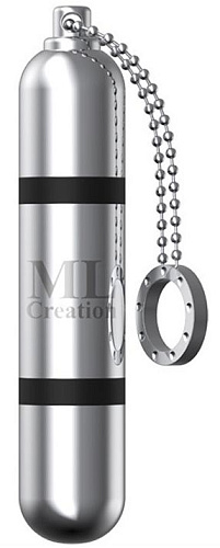 Серебристый мини-вибратор на цепочке ML Creation Glittering Bullet ML12 (9 см)
