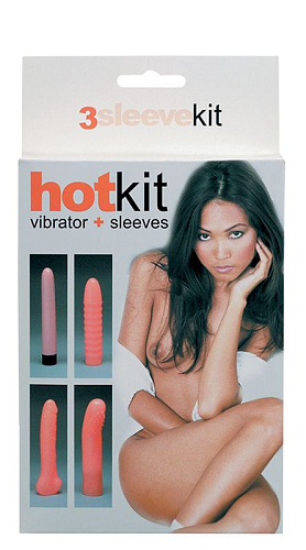 Розовый набор: вибратор и 3 насадки Seven Creations 2k35pr-BCD