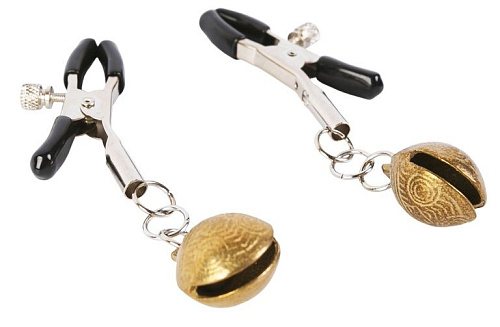 Зажимы на соски с золотистыми утяжелителями Пикантные штучки DP324