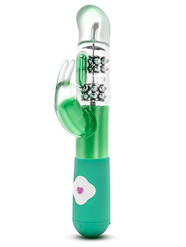 Зелёный вибромассажёр с клиторальной стимуляцией Blush Novelties Emerald G Rabbit BL-73022 (26 см)