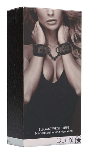 Серые наручи на карабинах Shots Media BV Elegant Hand Cuffs OU245GRY