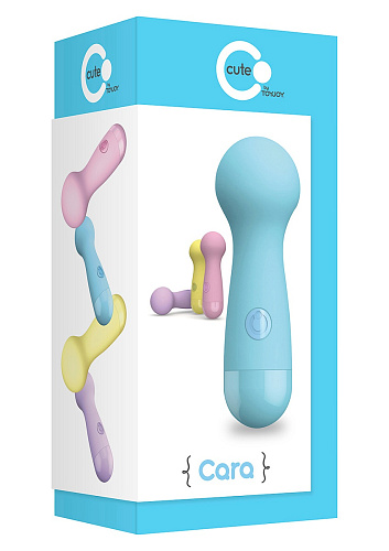 Голубой вибромассажёр Toy Joy CARA SMALL WAND BLUE 3006010164 (14 см)
