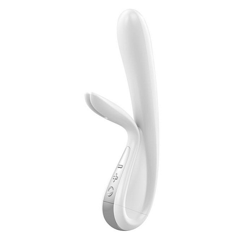 Белый вибратор с клиторальным отростком OVO K5 WHITE/CHROME (21,5 см)