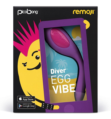 Фиолетовый вибростимулятор с управлением при помощи смартфона PicoBong DIVER EGG VIBE PB3651