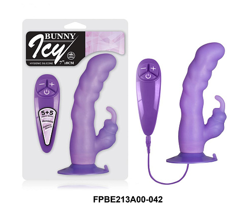 Гибкий фиолетовый вибратор с клиторальным стимулятором NMC FPBE213A00 (18 см)