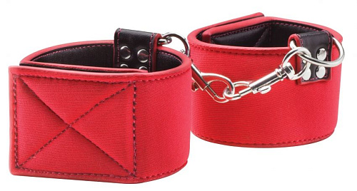 Чёрно-красные двусторонние оковы на ноги Reversible Ankle Cuffs Shots Media BV OU190RED