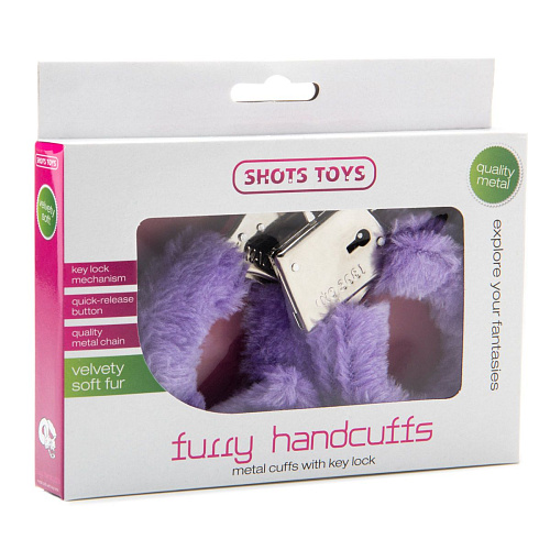Меховые фиолетовые наручники Shots Media BV SHT255PUR