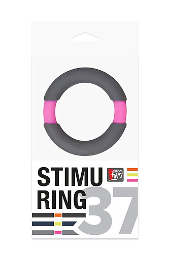 Серое эрекционное кольцо Dream Toys NEON STIMU RING 37MM GREY/PINK 21041