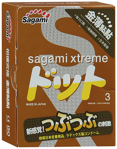 Прозрачные презервативы с точечной текстурой и линиями прилегания Sagami Xtreme Feel Up №3 (3 шт)