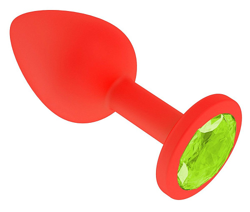 Красная анальная втулка с лаймовым кристаллом Сумерки богов 517-12 lime-DD (7,3 см)