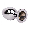 Большой стальной плаг с серым кристаллом Erotic Fantasy Silver Rain EF-HM-019 (9,5 см)