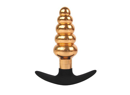 Золотисто-чёрная анальная втулка в виде ёлочки Bior toys IL-28014-GLD (10,9 см)