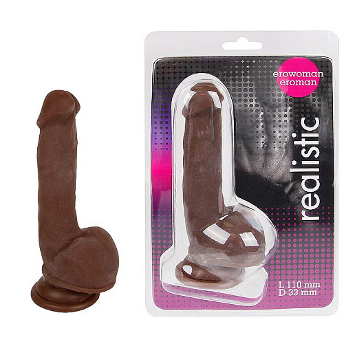 Фаллоимитатор коричневого цвета из киберкожи Bior toys EE-10229-1 (11 см)