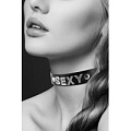 Чёрный чокер с надписью Bijoux Pour Toi COLLIER STRASS SEXY CUIR BOVIN 6050120010