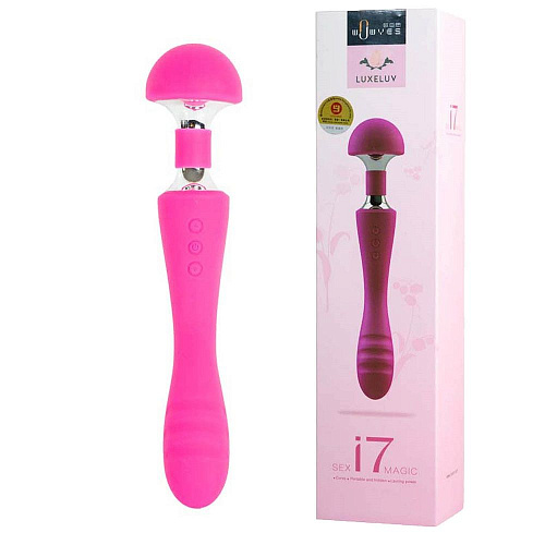 Ярко-розовый двусторонний жезловый вибратор LuxeLuv i7 deep pink