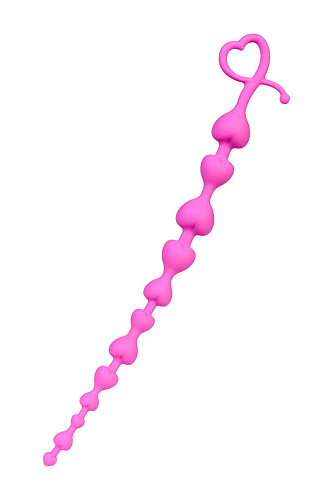 Розовая силиконовая анальная цепочка ToyFa Long Sweety 356002 (34 см)