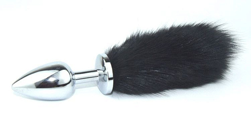 Металлическая пробка с чёрным хвостом 4sexdreaM 47158 (11 см)