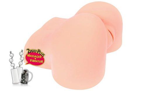 Мастурбатор-полуторс телесного цвета с вибрацией, ротацией и голосом KOKOS Alice M10-03-29-1V